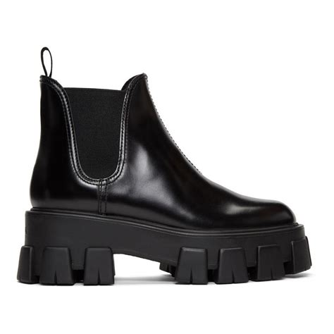 prada black boots|Prada black platform boots.